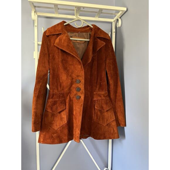 Vintage Walter Dyer Brown AztecRustic Raw Leather Coat Handmade princess Md - Picture 16 of 16
